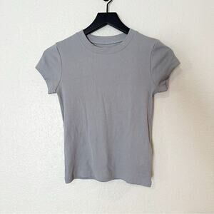 Madewell Womens Top Supima® Rib Tee Fitted Dusk Gray‎ Size XXS